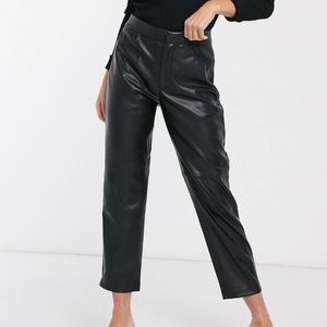 Mango Faux Leather Paneled Pants